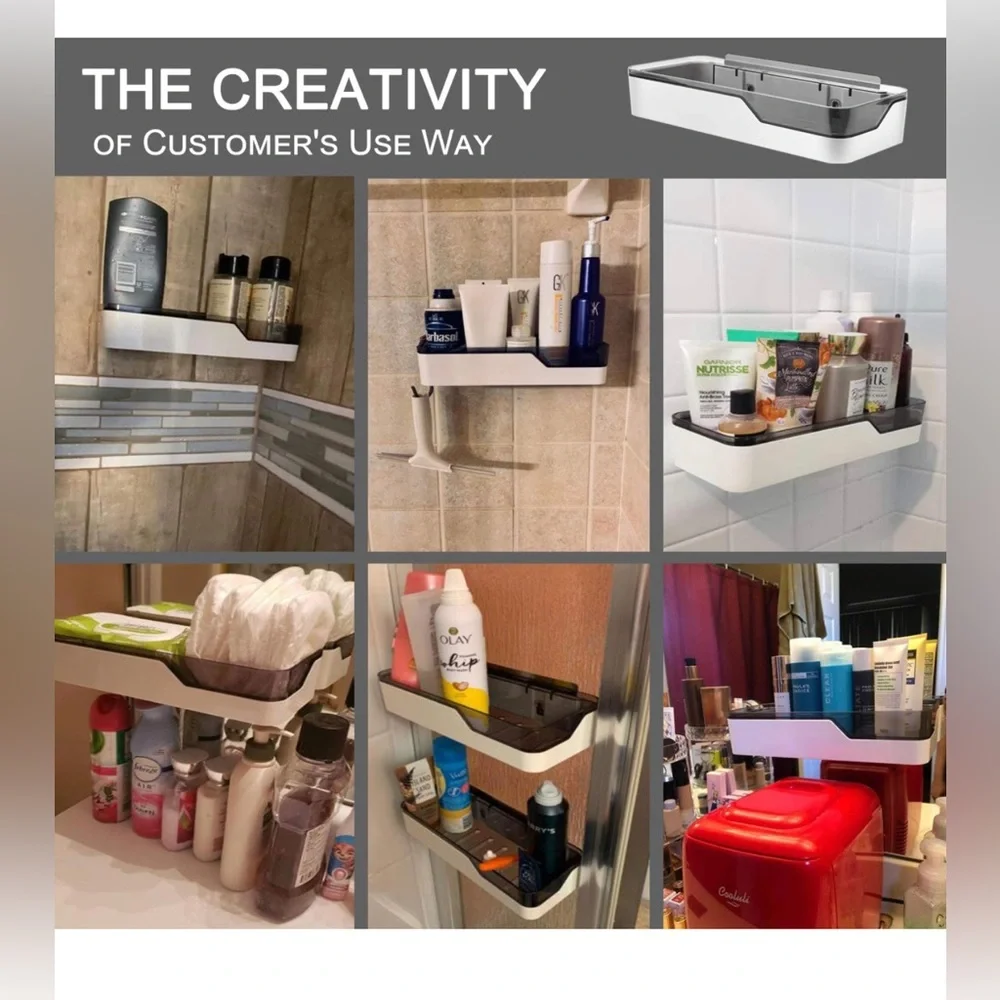 DEVICO No Drilling Plastic Shower Caddy,